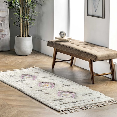 Nuloom Jocelyn Tribal Shag Tasseled Area Rug 2ft 6in x 12ft OZOT01A-26012